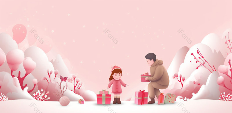 粉色插画送礼物的爸爸温情时刻节日活动展板设计展板背景,插画/手绘图,插画/手绘图库,插画/手绘图下载,插画/手绘